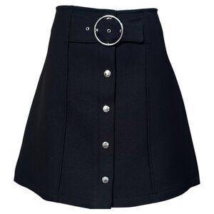 Zara Mini Skirt Black A-Line Silver Buckle High Waist XS